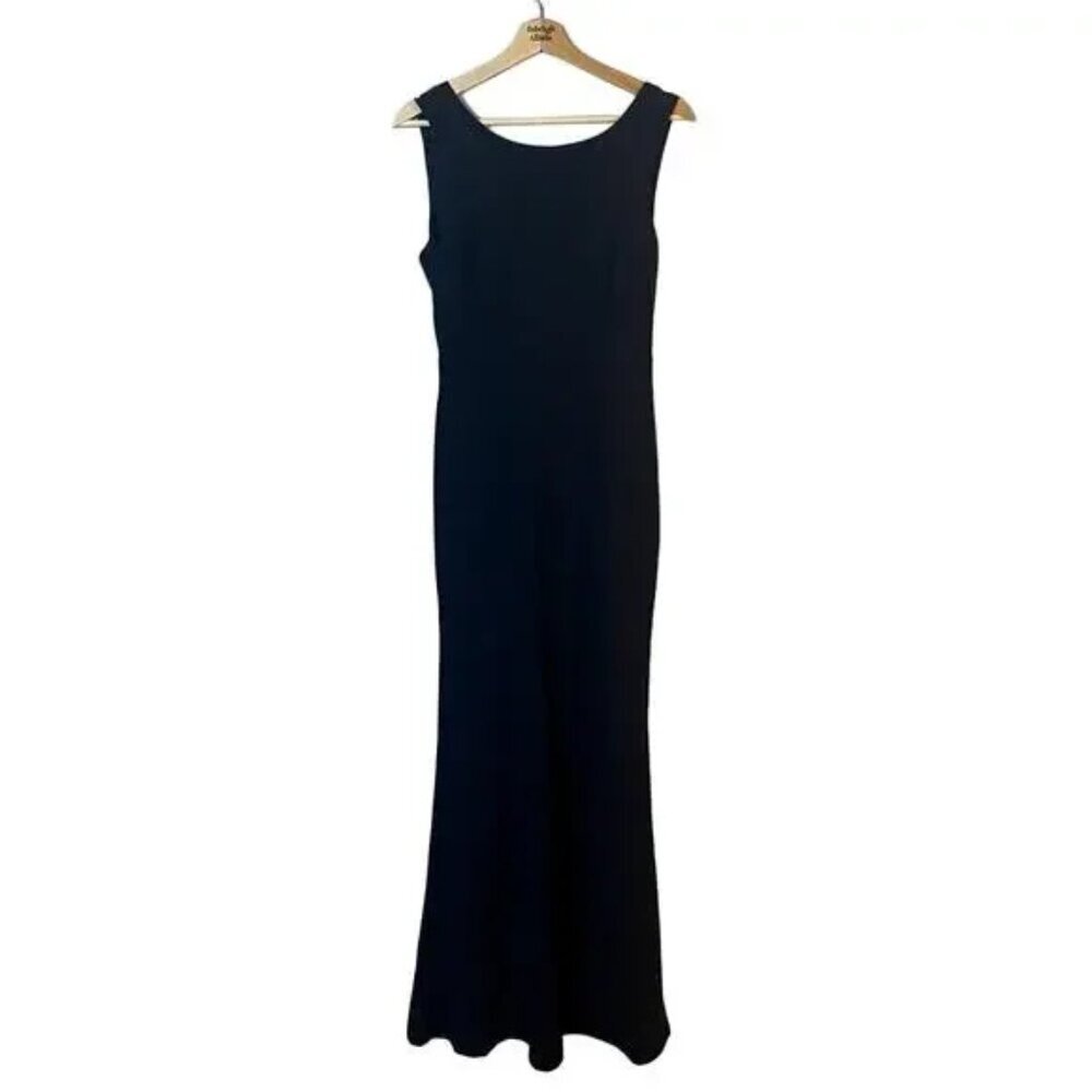 Lulu's Maxi Length Scoop Back Navy Blue Formal Gown Prom Dress Size Medium EUC